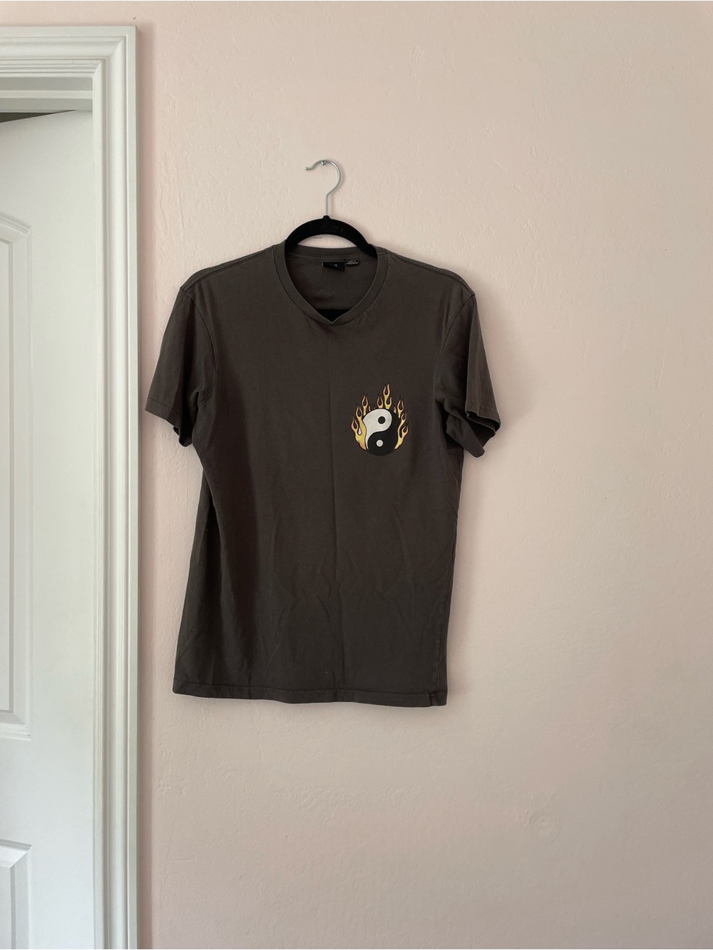Cotton On x T Bar Yin Yang Flame Graphic Tee in Dark Gray